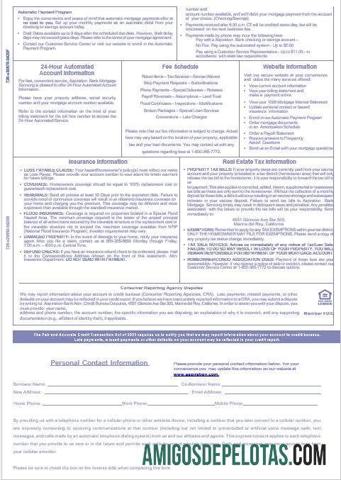 Extrato de hipoteca do USA Aspiration Bank em formatos Word e PDF, 3 páginas 3 exemplo real